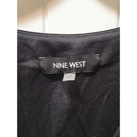 Nine West Women's Black 3/4 Sleeve Wrap Ruched Dress Size 16 NWT! MSRP $69 - Picture 4 of 8